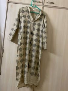 Beige Printed Kurta