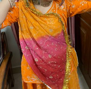 Vibrant Orange &amp; Pink Lehenga Choli
