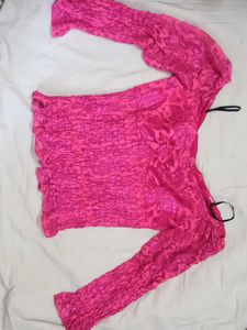 Smocked Classic Pink Patterned Long Sleeve Top