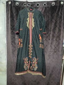 W Foil Print Black Kurti