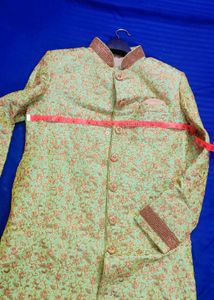 Embroidery Men Sherwani With Golden Pent