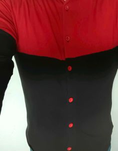 Red & Black Color Block Shirt