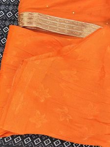 Bright Orange Embellished Kurta Set