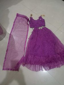 Sparkling Purple Lehenga Set for Girls