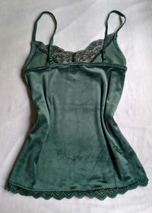 Velvet Camisole with Lace Trim