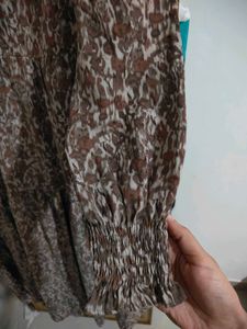 Korean Brand Boho Ikat Print Brown Long Dress