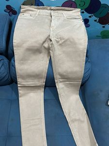 Beige Slim Fit Pants