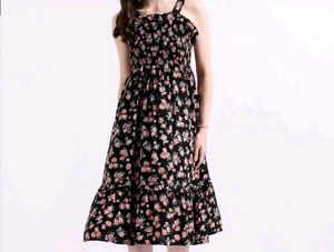 Floral Print Smocked Midi Dress