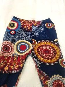 blue multicolour winter leggings