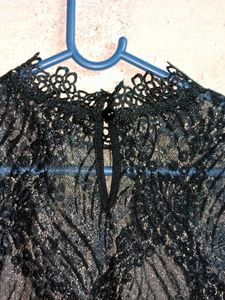 Elegant Partywear See-through Lace Top Blouson