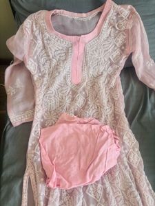 Elegant Pink Chikankari Kurta Set