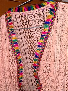 Peach Crochet Shrug | Boho Style | Tassel Design