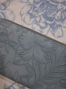 Pale Blue Floral Embossed Wallet