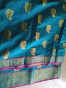 Beautiful blue Saree with mango degin
