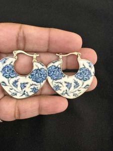Beautiful Blue Floral Hoop Earrings