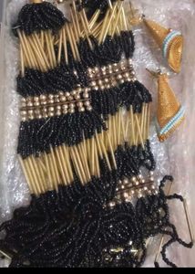 Elegant Black Beaded Necklace Set