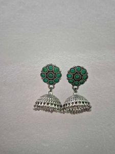 Customized Green Stone Jhumka Earrings - Unused