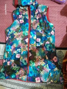 Reversible Padded Vest with Fur Hood