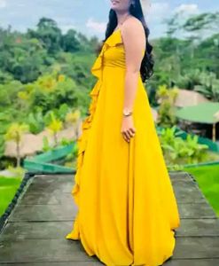 Yellow Ruffle Maxi Dress