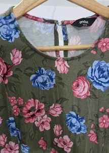 Floral Puff Sleeve A-Line Dress