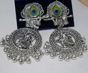Radha Krishna oxidized earrings