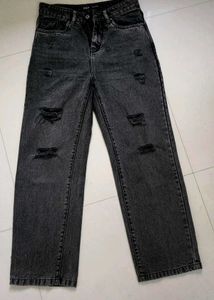 Distressed Black Denim Jeans