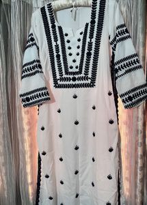 White Kurta with Black Embroidery | Elegant &amp; Styl