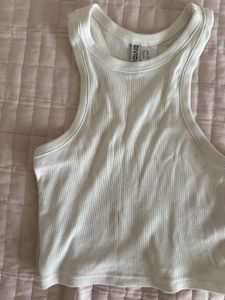 Zara Brown top &amp; H&amp;M White Ribbed to