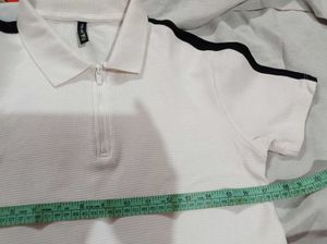 White Polo T-shirt with Black Stripes
