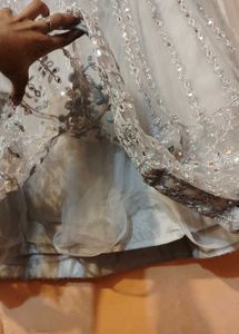 Stunning Sequined Grey Lehenga choli with dupatta.