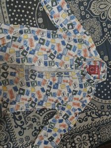 Boy's Unique Stamp Print Shirt