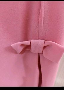 Cute Pink Bow Detail A-Line Dress