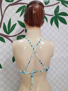 (470)Blue Tie-Dye Bikini Top