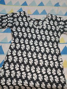 Black &amp; White Floral Kurta