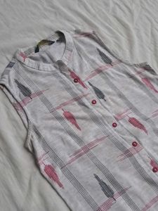 Printed White Dailywear Sleeveless Kurta