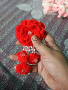 Handmade Red Floral Hair Clip