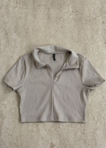 Ribbed Zip-Up Crop Top