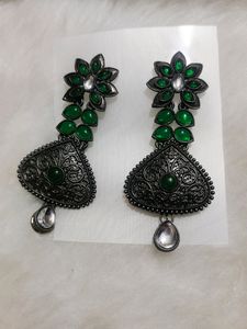Green Long Earrings