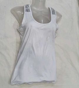 White Tank 👗Top with Sequins