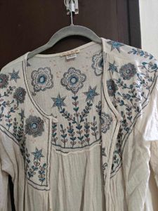 Boho Embroidered Cream shrug