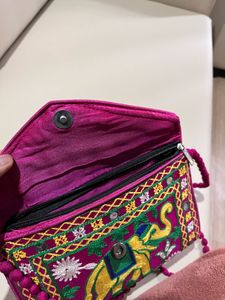 Embroidered Elephant Sling Bag