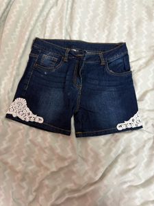 Denim Lace Shorts