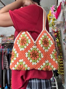 Crochet Granny Square Hobo Bag
