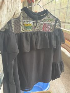 AND Chic Black Ruffled Top Size UK 10
