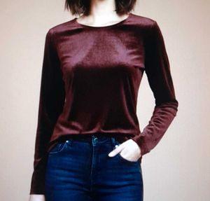 Oversized Burgundy Velvet Long Sleeve Top