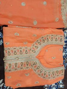 Elegant Peach Orange Kurta and bottom with Dupatta
