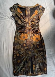 Retro Floral Print Bodycon Dress