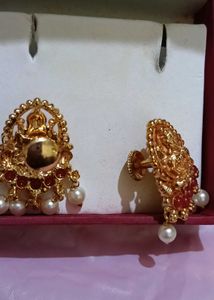 Set of Lakshmi Earrings, Necklace, Ban