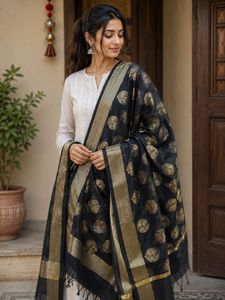 Elegant Black & Gold Dupatta