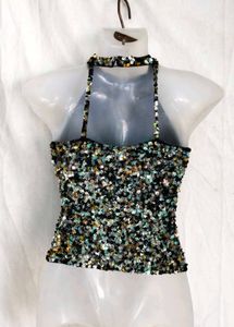 Sparkly Sequin Halter Top